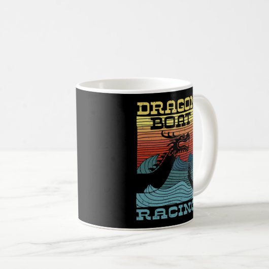 Dragon Boat Racing Retro Look Kaffeetasse (VorderseiteRechts)