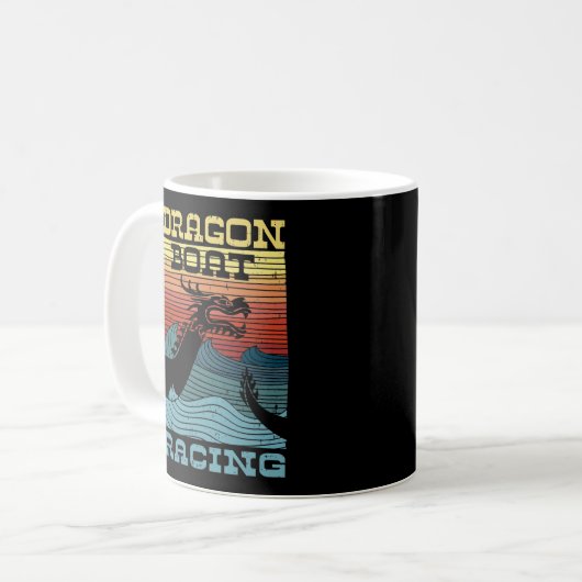 Dragon Boat Racing Retro Look Kaffeetasse (Vorderseite Links)