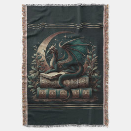 Dragon Book Blanket | Fantasy Reader Throw | Medie Decke