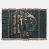 Dragon Book Blanket | Fantasy Reader Throw | Medie Decke (Vorderseite)