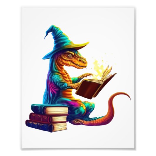 Dragon Bookworm - Niedlich Fantasy Reading Lover D Fotodruck (Vorne)