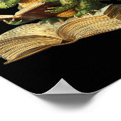 Dragon Bookworm Reading Book Funny Graphic Poster (Ecke)