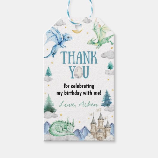 Dragon Boy Birthday Thank You Geschenkanhänger (Vorderseite)