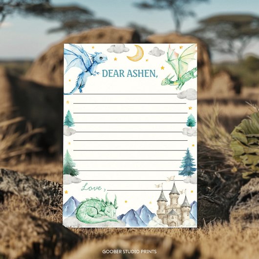 Dragon Boy Birthday Time Capsule Note Message Card Dankeskarte