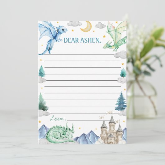 Dragon Boy Birthday Time Capsule Note Message Card Dankeskarte (Stehend Vorderseite)