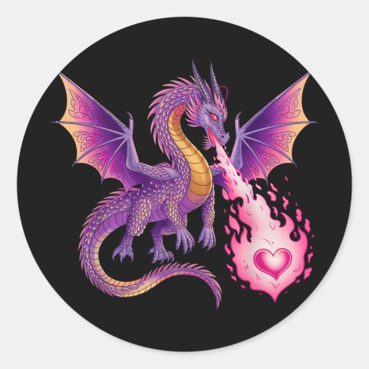 Dragon Breaaath Fire Valentinstag Men Wom Runder Aufkleber (Vorderseite)