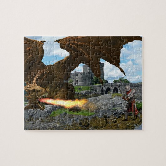 Dragon Breathing Feuer Ritterschlacht Burg Puzzle (Horizontal)