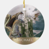 Dragon Bronze Burg Personalisiert Keramik Ornament (Hinten)