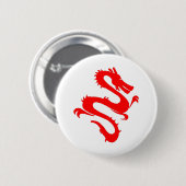 Dragon Calligraphy Red Asian Brush Stroke Friendly Button (Vorne & Hinten)