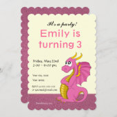 Dragon cartoon birthday print invitations einladung (Vorne/Hinten)