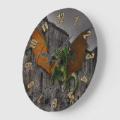 Dragon & Castle Fantasy Kunstwerk Große Wanduhr (Winkel)