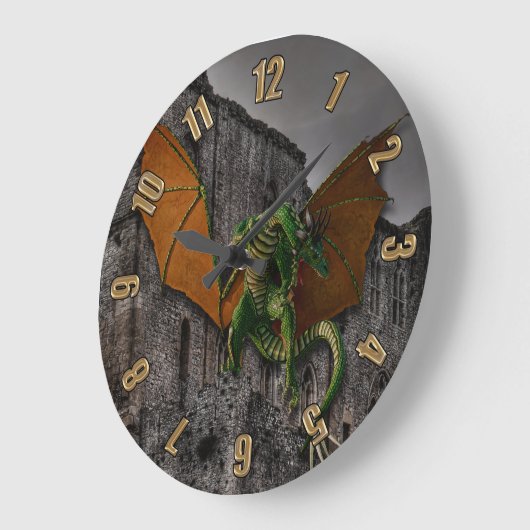 Dragon & Castle Fantasy Kunstwerk Große Wanduhr (Winkel)