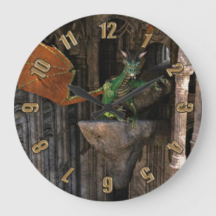 Dragon & Castle Fantasy Kunstwerk Große Wanduhr