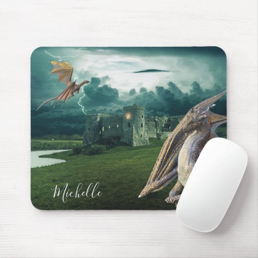 Dragon Castle Fantasy Personalized Mousepad (Mit Mouse)