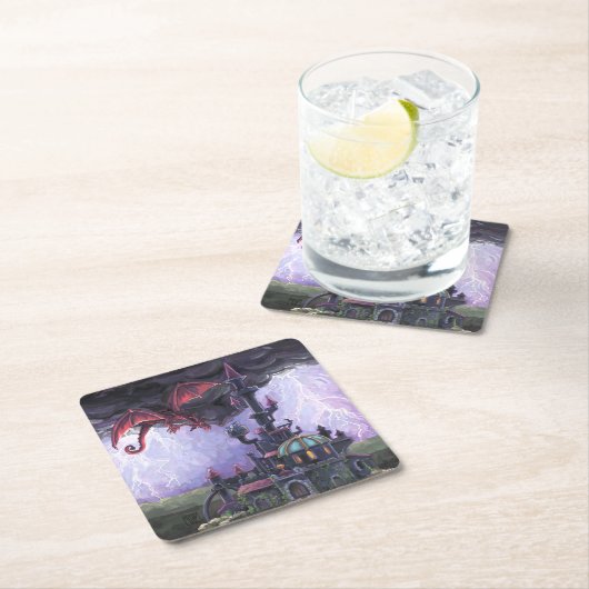 Dragon Castle Rechteckiger Pappuntersetzer (Vor Ort)