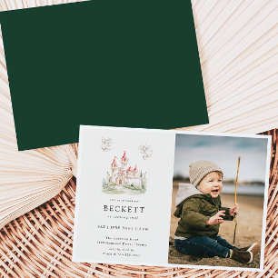 Dragon Castle Thema Geburtstagsparty Foto Einladung