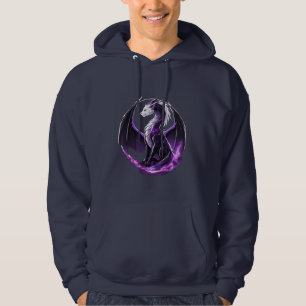 Dragon Cat Wizard - Schwarze, Weiße und Lila Fanta Hoodie