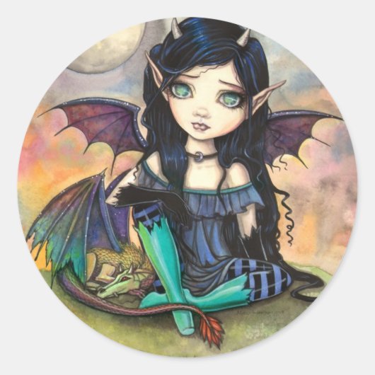 Dragon Child Cuge Big-Eye Fairy und Dragon Runder Aufkleber (Vorderseite)