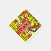 Dragon Chinese New Year Vintag Firecracker Label Serviette (Ecke)
