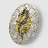 Dragon Chinese Symbol Mother of Pearl Pattern Große Wanduhr (Winkel)