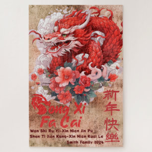 Dragon Chinesisches Neujahr 2024 Gong Xi Fa Cai-Lu Puzzle