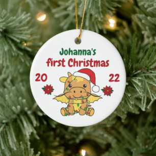 Dragon Christmas Babys erste Weihnachten Keramik Ornament