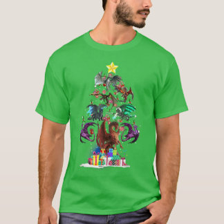 Dragon Christmas Light Tree Dragons Xmas Lover T-Shirt