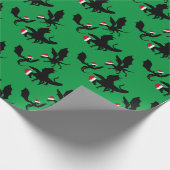 Dragon Christmas Pattern Coole Weihnachtsmannmütze Geschenkpapier (Ecke)