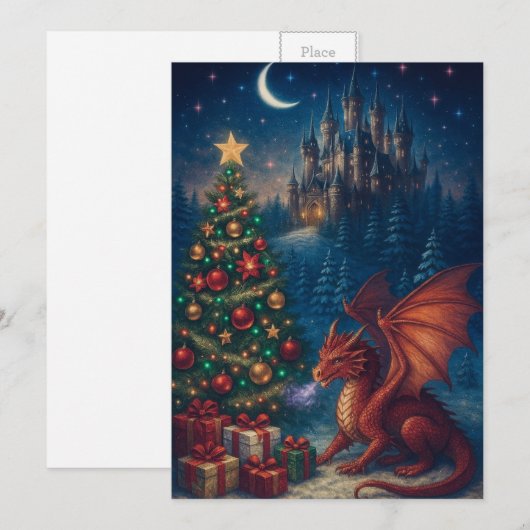 Dragon Christmas Tree Feiertagskarte (Vorne/Hinten)