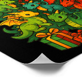 Dragon Christmas Tree Funny Dragon Xmas  Poster (Ecke)