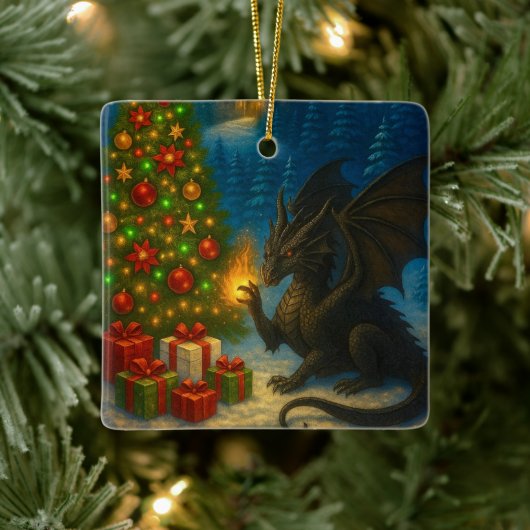 Dragon Christmas Tree Holiday Ceramic Ornament (Baum)