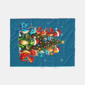 Dragon Christmas Tree Squad Santa Hat Fantasy Myth Fleecedecke (Vorderseite (Horizontal))