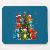 Dragon Christmas Tree Squad Santa Hat Fantasy Myth Mousepad (Vorne)