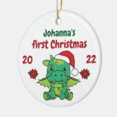 Dragon Christmas Winter Babys erste Weihnachten Keramik Ornament (Links)