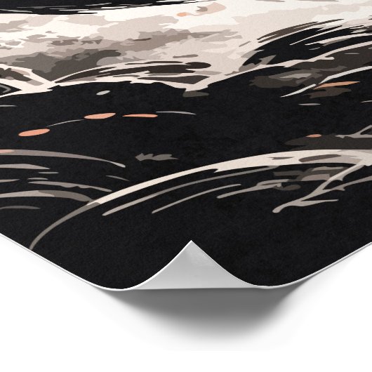 Dragon Coil over a Red Eclipse - Japanese Art Poster (Ecke)