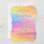 Dragon Colorful Gold Glitzer Baby Dusche Einladung (Vorderseite)