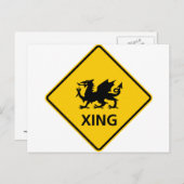 Dragon Crossing Highway Sign Postkarte (Vorne/Hinten)