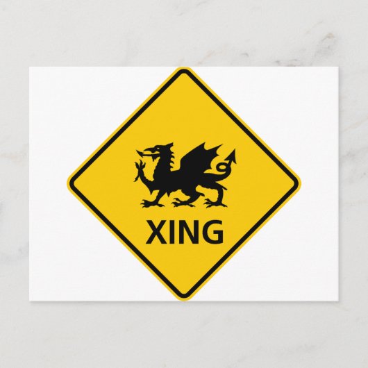Dragon Crossing Highway Sign Postkarte (Vorderseite)