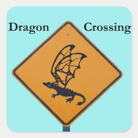 Dragon Crossing Quadratischer Aufkleber (Vorderseite)