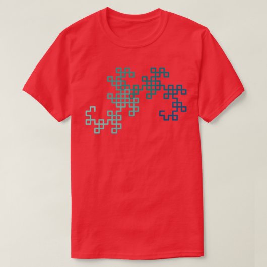 Dragon Curve Fraktal 8 Stufen grau T-Shirt (Design vorne)