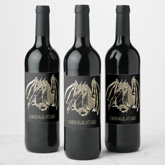 Dragon Custom Text ConDRAGlationen Weinetikett (Flaschen)