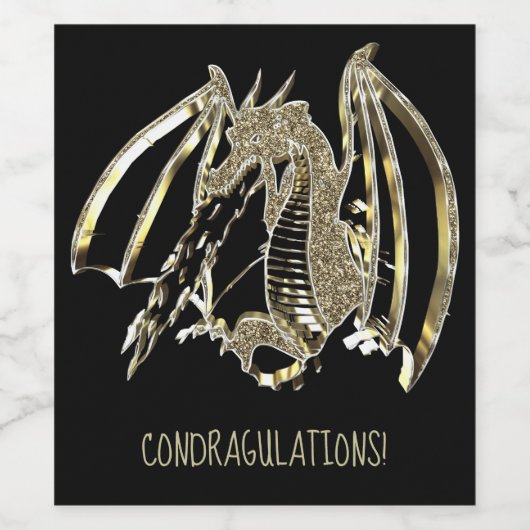 Dragon Custom Text ConDRAGlationen Weinetikett (Einzelnes Label)