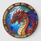 Dragon Design Clock aus verkettetem Glas Große Wanduhr (Vorderseite)