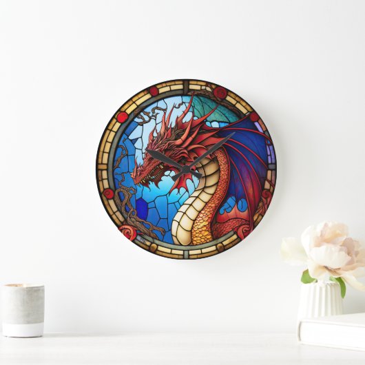 Dragon Design Clock aus verkettetem Glas Große Wanduhr (Zuhause)