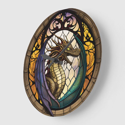 Dragon Design Clock aus verkettetem Glas Große Wanduhr (Winkel)
