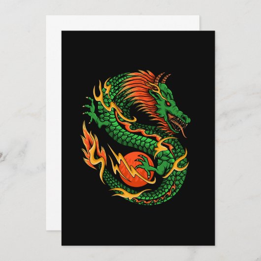 Dragon Design Illustration Einladung (Vorne/Hinten)