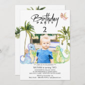 *~* Dragon Dinosaurier 2 ZWEI AR21 Foto Geburtstag Einladung (Vorne/Hinten)