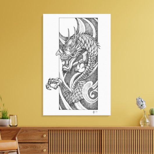 Dragon Dotwork Ryu Leinwanddruck (Insitu (Wohnzimmer))