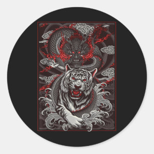 Dragon, Dragon Streetwear, Japanischer Tiger Urban Runder Aufkleber