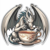 Dragon Drinking Coffee Tee Aufkleber (Vorderseite)